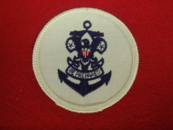Sea Scout Universal Emblem Plastic Back R/E White Twill