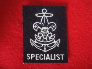 Specialist Embroidered on Navy Felt 1966-Present (Rare) No "Be Prepared" on First Class Scroll