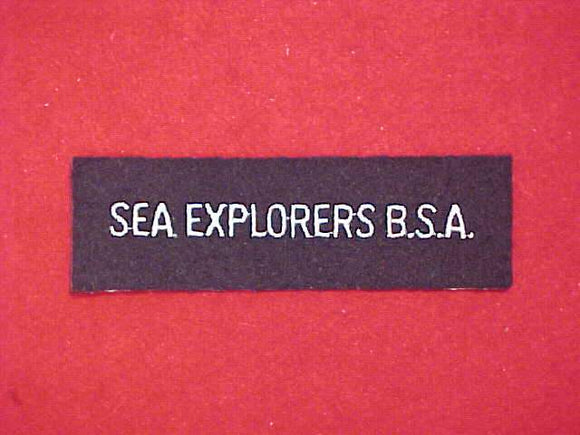 UNIFORM STRIP, SEA EXPLORERS B.S.A., WHITE ON BLUE WOOL, PLASTIC BACK