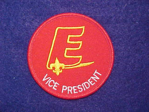 EXPLORER PATCH, VICE PRESIDENT, UNDERLINED "E", WHITE LETTERS, 1990-98