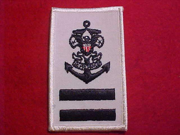 SEA EXPLORER PATCH, ORDINARY RANK, BLUE ON WHITE TWILL, CLEAR PB, ROLLED BDR.