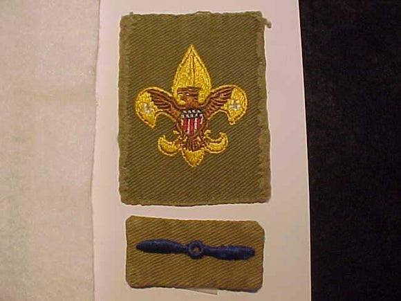 AIR SCOUT PATCHES, 2 DIFFERENT, TENDERFOOT CANDIDATE, 1942-49