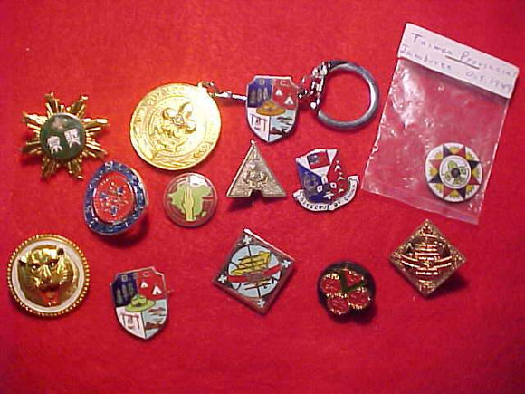 CHINA FOREIGN PINS (12) + KEY CHAIN, BOY SCOUTS OF CHINA (TAIWAN)