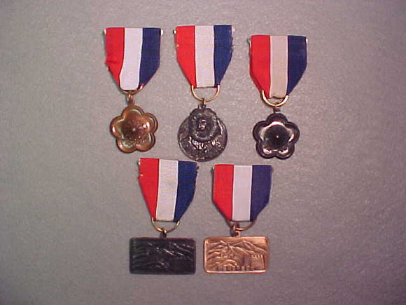 China (Taiwan) medal collection, red/white/blue ribbon, 5 different
