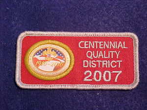 2007 CENTENNIAL QUALITY DISTRICT PATCH