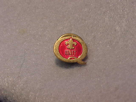 1987 QUALITY UNIT PIN, TRANSPARENT RED/GOLD