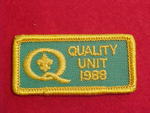 1988 QUALITY UNIT PATCH, SQUARE CORNERS, RARE