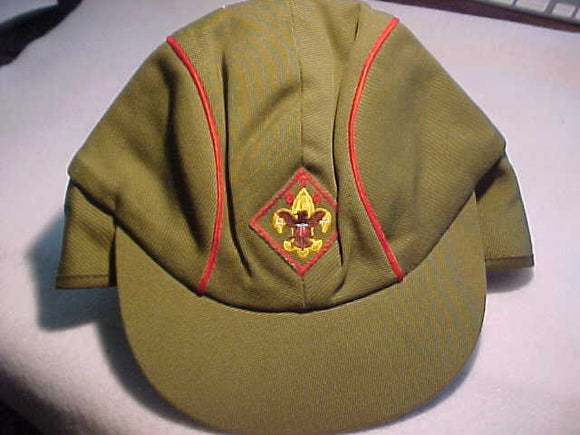 BOY SCOUT HAT, 1950'S, HAS VISOR AND EAR FLAPS FOR WINTER, FLANNEL COT –