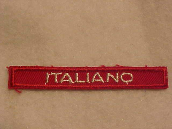 ITALIAN ITALIANO INTERPRETER STRIP, RED/WHITE, 1959-88