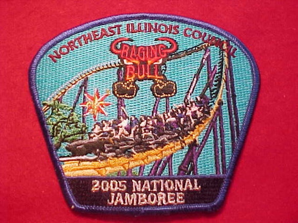 2005 NJ, NORTHEAST ILLINOIS COUNCIL SHOULDER PATCH, RAGING BULL ROLLER COASTER