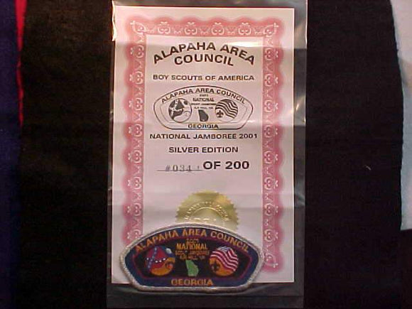 2001 NJ, ALAPAHA AREA C., SILVER EDITION, W/ CERTIFICATE FOR #34 OF 200 MADE
