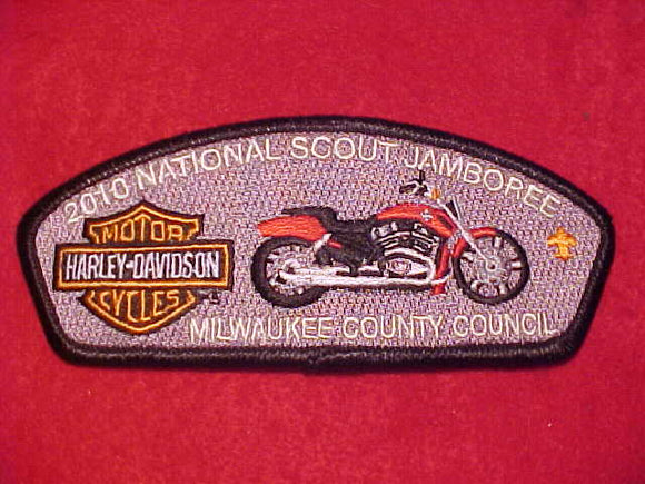 2010 NJ, MILWAUKEE COUNTY COUNCIL, HARLEY DAVIDSON, RED MOTORCYCLE