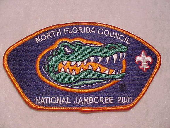 2001 NJ, NORTH FLORIDA COUNCIL, FLORIDA GATORS, WHITE FDL W/ RED OUTLINE
