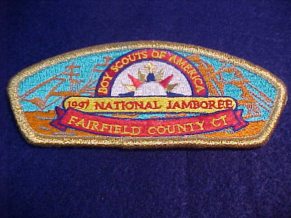 1997 JSP, FAIRFIELD COUNTY CT C., TROOP 104 (GHOSTED #), ORANGE/TURQUOISE BKGR., GMY BDR.