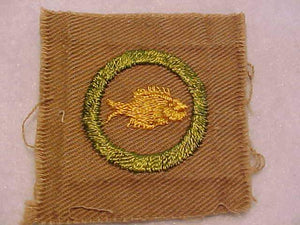 ANGLING MERIT BADGE, SQUARE, 1920'S-1933, 53 X 54MM, USED