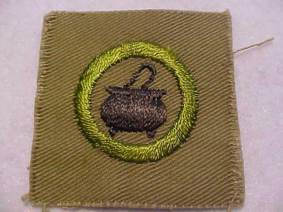 COOKING MERIT BADGE, SQUARE, 1920'S - 1933, 53 X 53MM, MINT