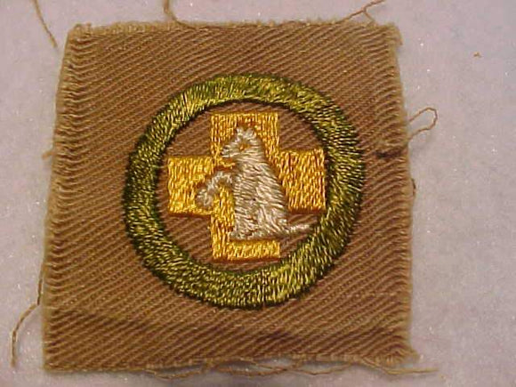 FIRST AID TO ANIMALS MERIT BADGE, SQUARE, 1920'S-1933, 46 X 46MM, USED
