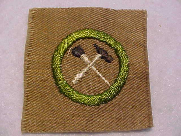 HANDICRAFT MERIT BADGE, SQUARE, 1920'S-1933, 52 X 54MM, MINT