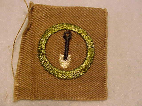 MINING MERIT BADGE, SQUARE, 1920'S-1933, 50 X 55MM, USED