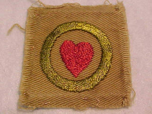 PERSONAL HEALTH MERIT BADGE, SQUARE, 1920'S-1933, 45 X 50MM, USED