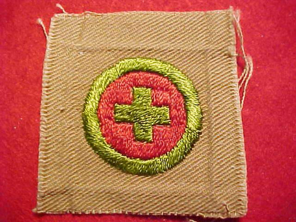 FIRST AID MERIT BADGE, SQUARE, 1920'S-33, 52X55MM
