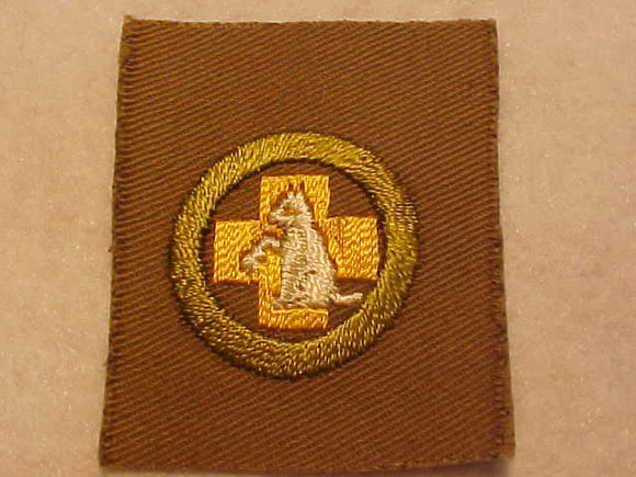 FIRST AID TO ANIMALS FULL SQUARE MERIT BADGE, 1911-33, APPROX. 50X53MM, MINT