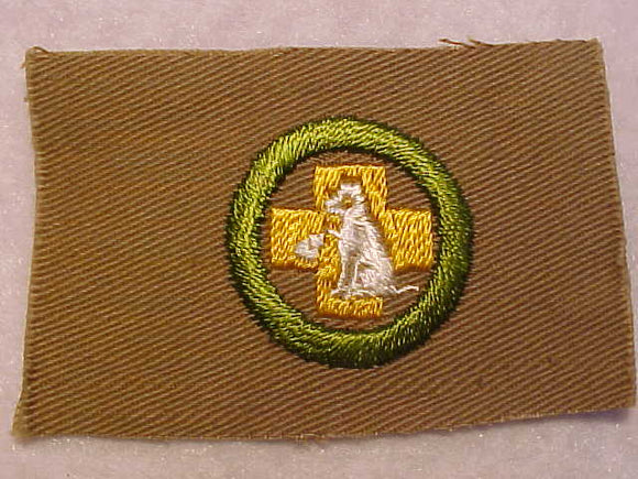 FIRST  AID TO ANIMALS FULL SQUARE MERIT BADGE, 1911-33, OVERSIZED 75X50MM (APPROX.), MINT