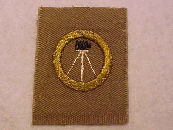 PHOTOGRAPHY FULL SQUARE MERIT BADGE, 1911-33, 48X64MM, USED-EXCELLENT COND.