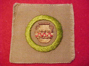 POTTERY FULL SQUARE MERIT BADGE, 1927-33, 52X54MM, USED-EXCELLENT COND., RARE!