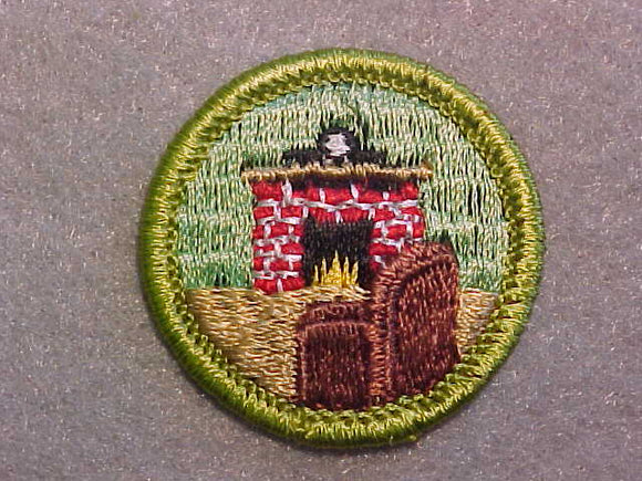 CITIZENSHIP IN THE HOME, MERIT BADGE WITH CLEAR PLASTIC BACK, GREEN BORDER, NO IMPRINTS/LOGOS IN PLASTIC
