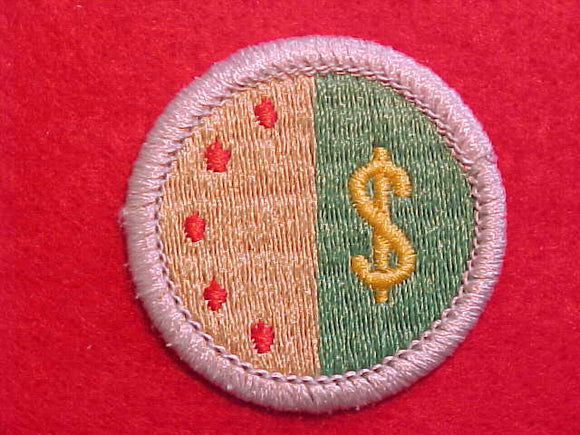 PERSONAL MANAGEMENT, MERIT BADGE WITH PLASTIC BACK, SILVER BORDER, NO IMPRINTS/LOGOS IN PLASTIC