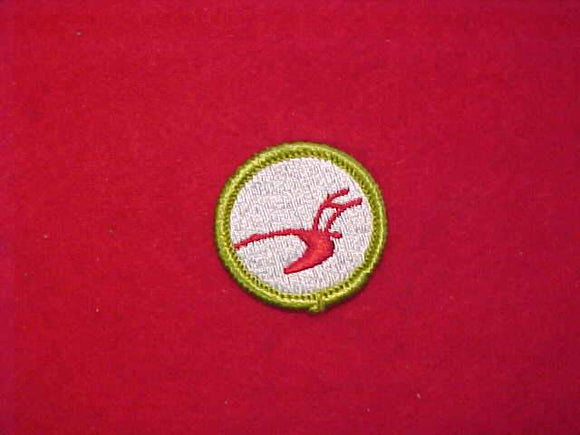 AGRICULTURE, MERIT BADGE WITH CLOTH BACK, GREEN BORDER, 1969-72