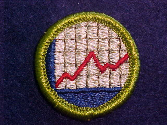 AMERICAN BUSINESS, MERIT BADGE WITH CLOTH BACK, GREEN BORDER