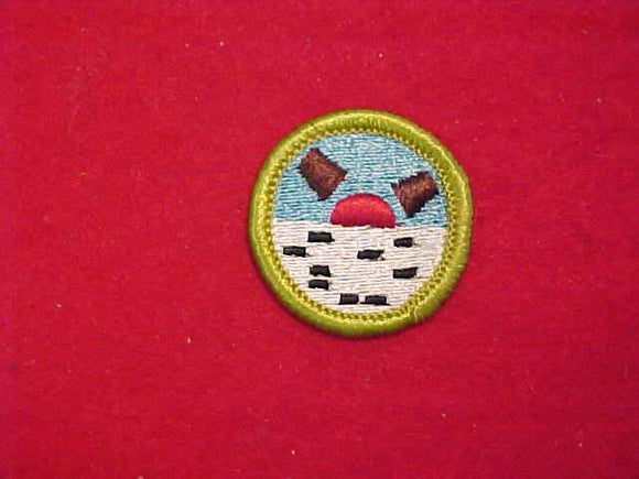 COMPUTERS, MERIT BADGE WITH CLOTH BACK, GREEN BORDER, 1967-72