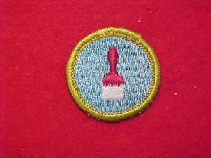 PAINTING, MERIT BADGE WITH CLOTH BACK, GREEN BORDER, 1969-72