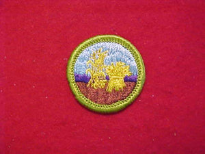 SMALL GRAINS, MERIT BADGE WITH CLOTH BACK, GREEN BORDER, 1960-72