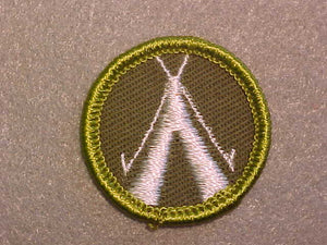 CAMPING, ROLLED EDGE TWILL BACKGROUND MERIT BADGE