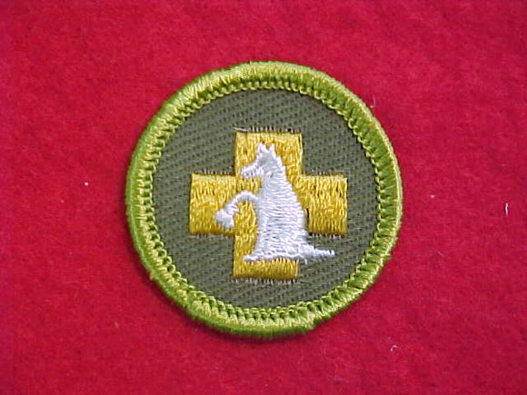 FIRST AID TO ANIMALS, ROLLED EDGE TWILL BACKGROUND MERIT BADGE
