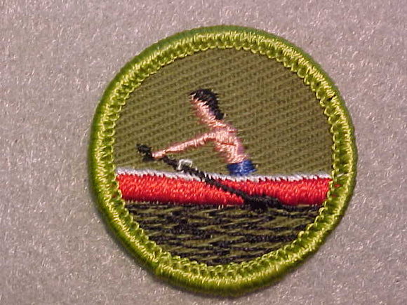 ROWING (PINK BOY), ROLLED EDGE TWILL BACKGROUND MERIT BADGE