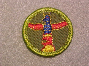 WOOD CARVING/ CRAFTWORK IN WOOD CARVING, ROLLED EDGE TWILL BACKGROUND MERIT BADGE