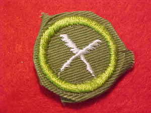 BUSINESS, MERIT BADGE WITH CRIMPED EDGE, KHAKI, ISSUED 1946-60