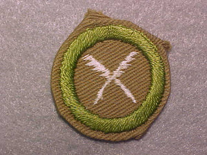 BUSINESS, MERIT BADGE WITH CRIMPED EDGE, TAN, ISSUED 1936-45