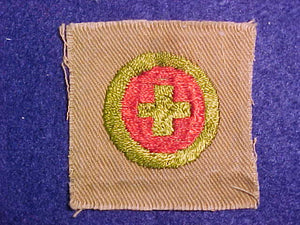 FIRST AID SQUARE MERIT BADGE, 51X49 MM, USED