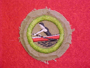 ROWING MERIT BADGE, FINE TWILL, WWII ISSUE, USED