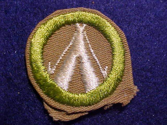 CAMPING FINE TWILL MERIT BADGE, WWII VARIETY