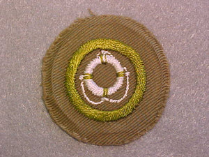 LIFE SAVING MERIT BADGE, WIDE BORDER CRIMPED, ISSUED 1932-36, MINT