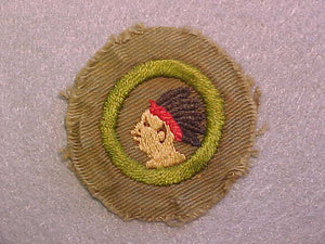 PATHFINDING MERIT BADGE, WIDE BORDER CRIMPED, ISSUED 1932-36, USED