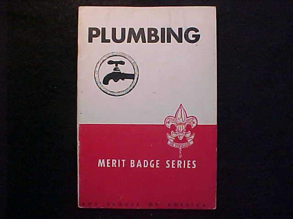 PLUMBING MERIT BADGE BOOK, TYPE 5B COVER, COPYRIGHT 1930, FEB. 1945 PRINTING,  V. GOOD COND.