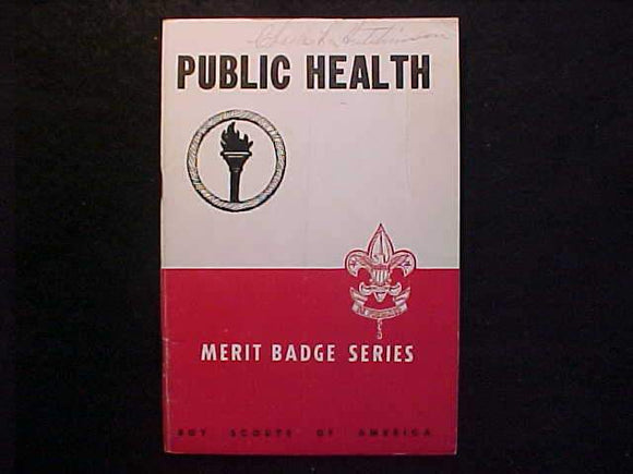 PUBLIC HEALTH MERIT BADGE BOOK, TYPE 5B COVER, COPYRIGHT 1942, JUNE 1946 PRINTING,  V. GOOD COND.