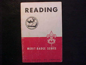 READING MERIT BADGE BOOK, TYPE 5B COVER, COPYRIGHT 1940, JAN. 1947 PRINTING, FAIR COND.